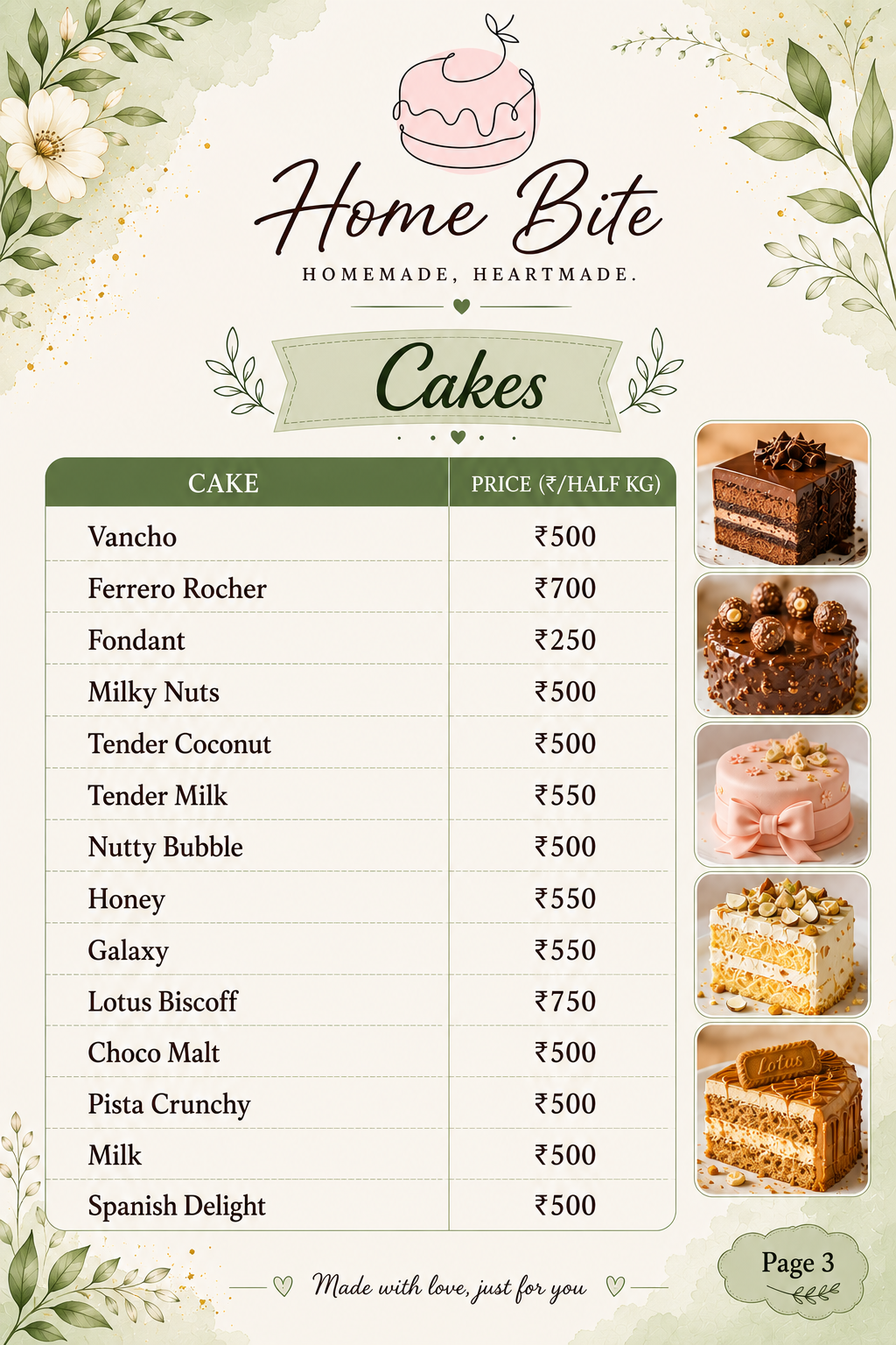 Special Cakes List 2